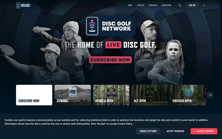 Screenshot of discgolfnetwork.com