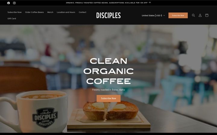 Screenshot of disciplescoffee.com