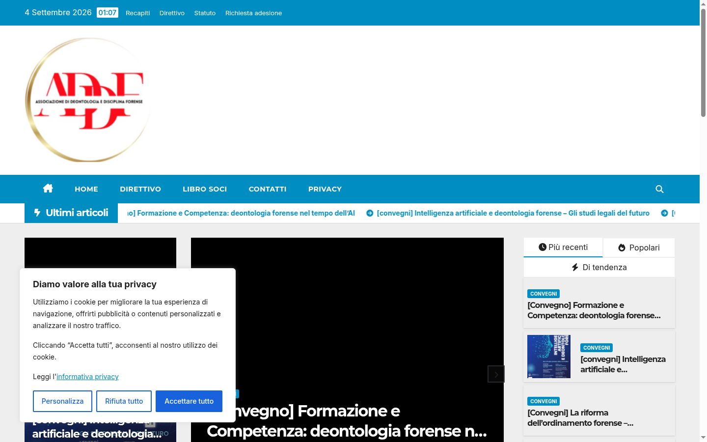 Screenshot des Einwilligungsbanners vor jeglicher Interaktion