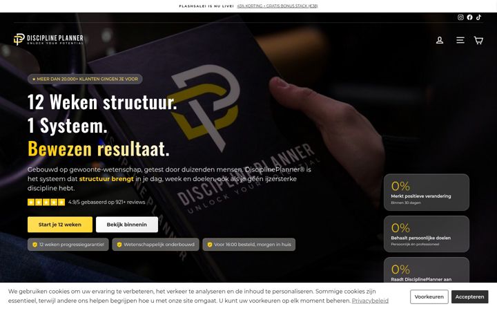 Screenshot of disciplineplanner.com