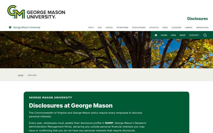 Screenshot di disclose.gmu.edu