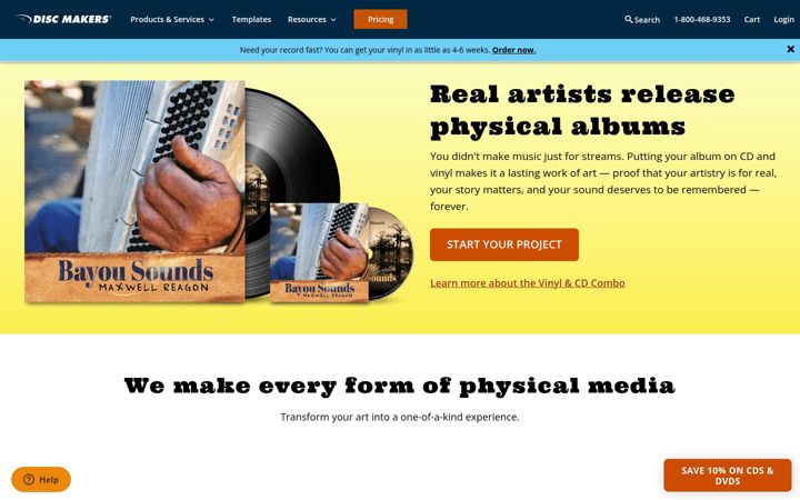 Screenshot of discmakers.com