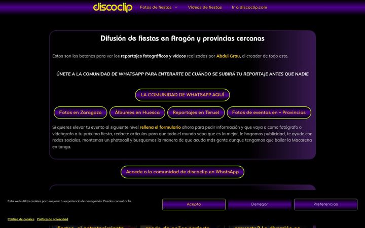 Ekraanipilt saidist discoclip.es