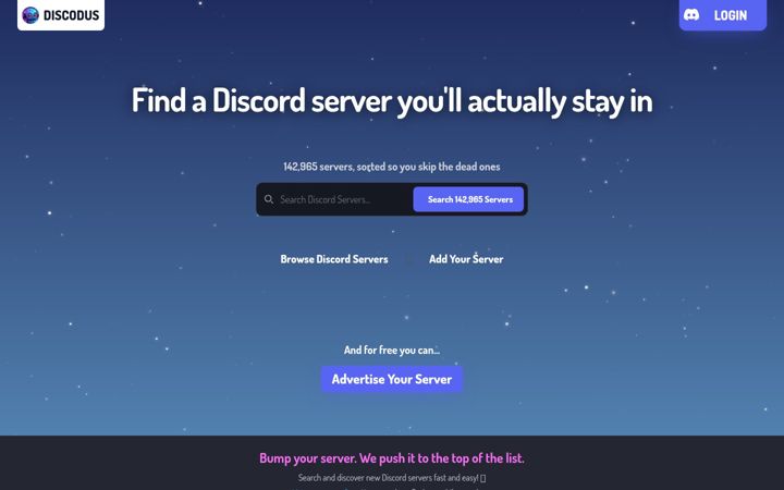 Ekrānuzņēmums no discodus.com