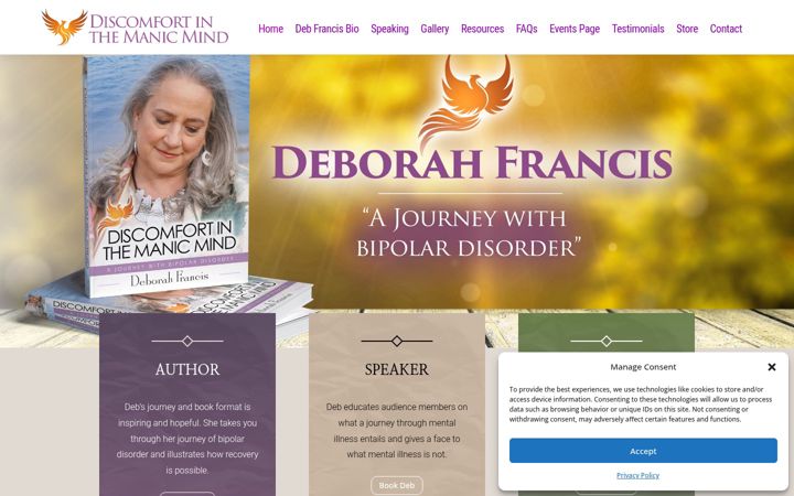 Screenshot of discomfortinthemanicmind.com