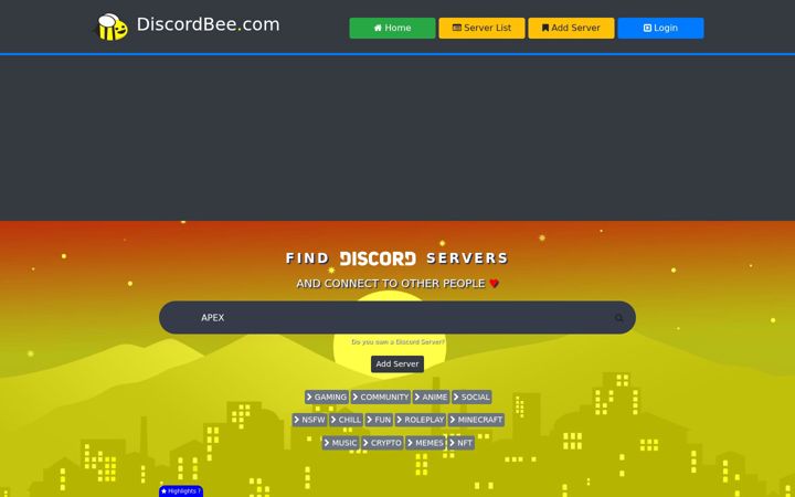 Screenshot of discordbee.com