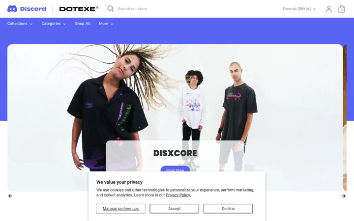 Screenshot of discordmerch.com