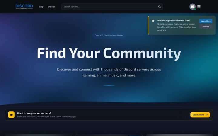Screenshot of discordservers.com