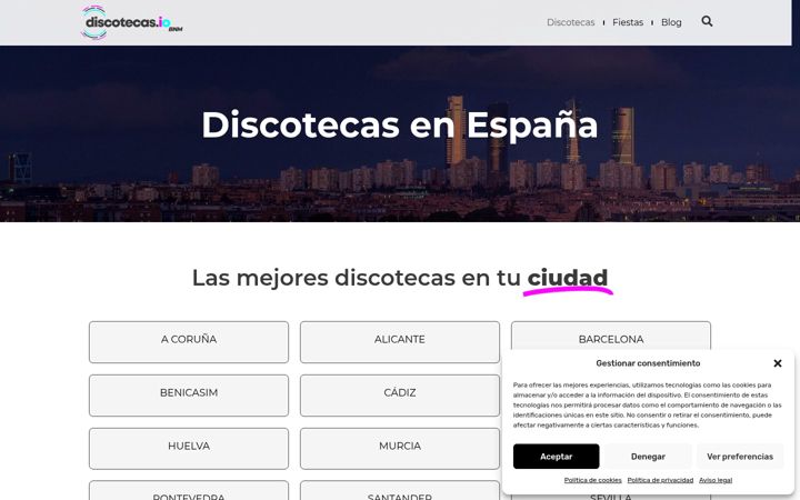Ekrānuzņēmums no discotecas.io
