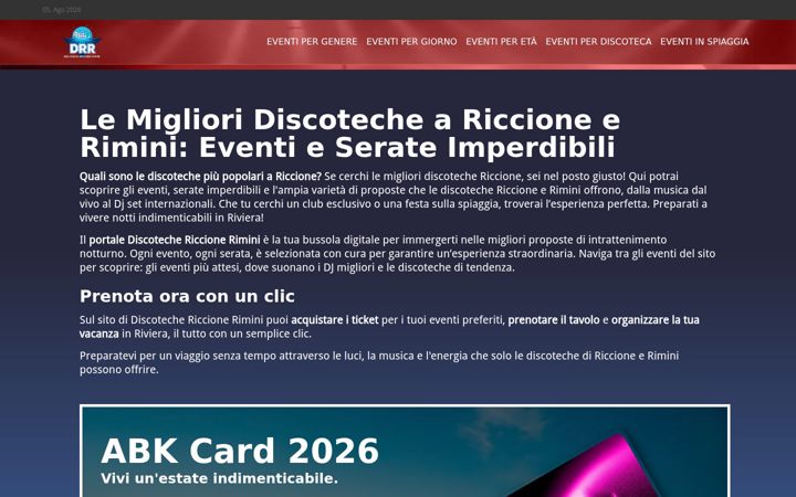 Screenshot of discoteche-riccione-rimini.it