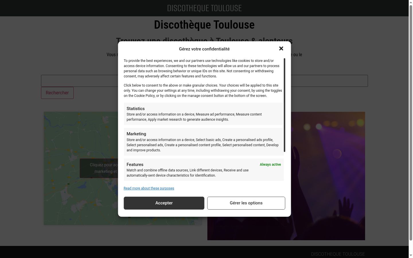 Screenshot of the consent banner shown before any interaction