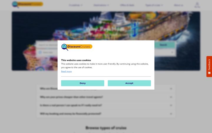 Екранна снимка на discount-cruises.co.uk
