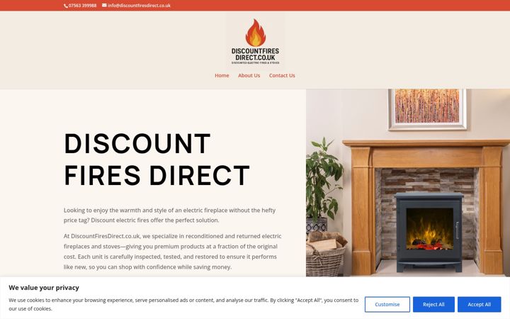 Екранна снимка на discountfiresdirect.co.uk