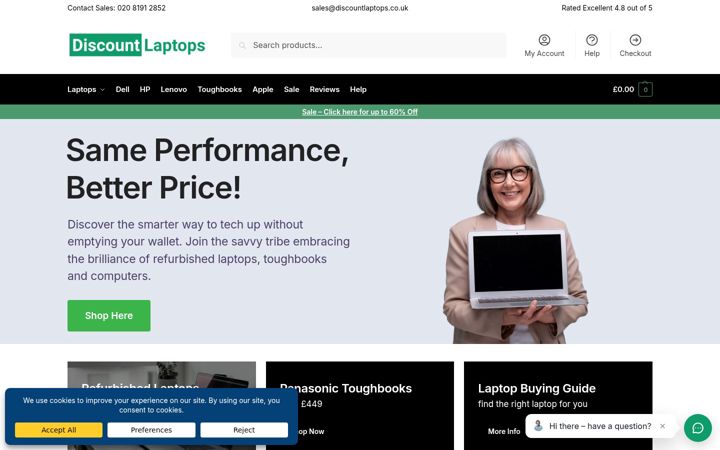 Екранна снимка на discountlaptops.co.uk