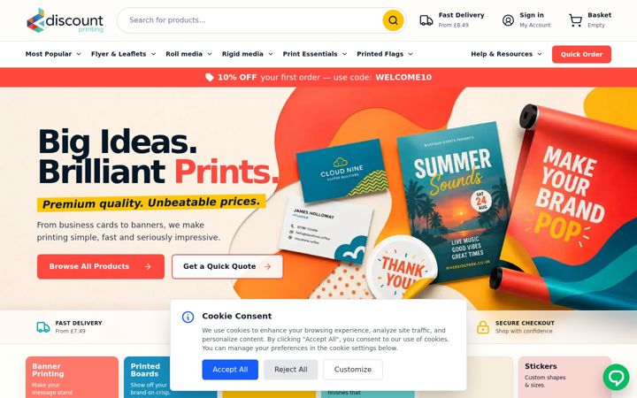 Snimka zaslona za discountprinting.co.uk