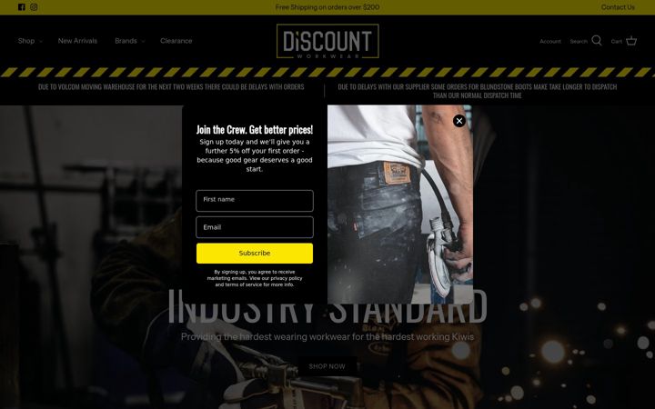 Screenshot of discountworkwear.nz