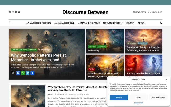 Screenshot of discoursebetween.com