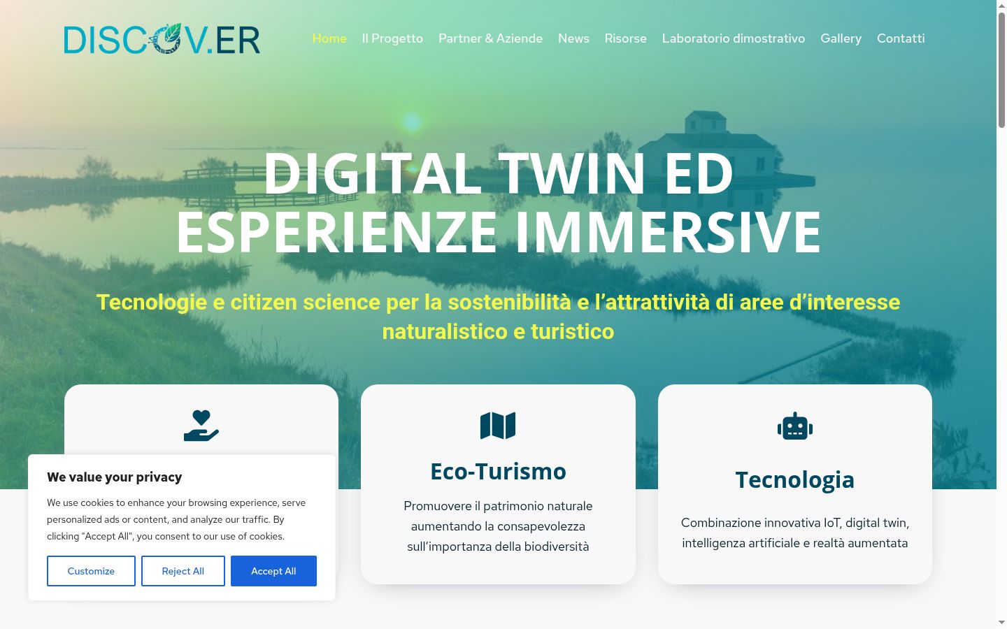 Screenshot del banner di consenso mostrato prima di qualsiasi interazione