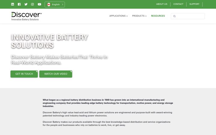 Screenshot of discoverbattery.com