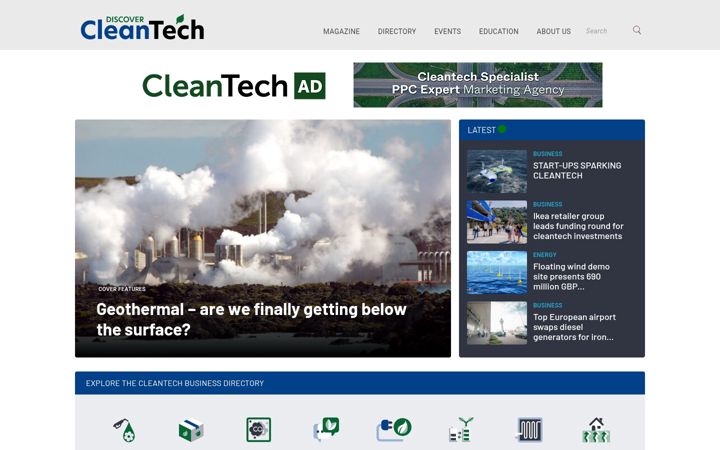 Screenshot of discovercleantech.com