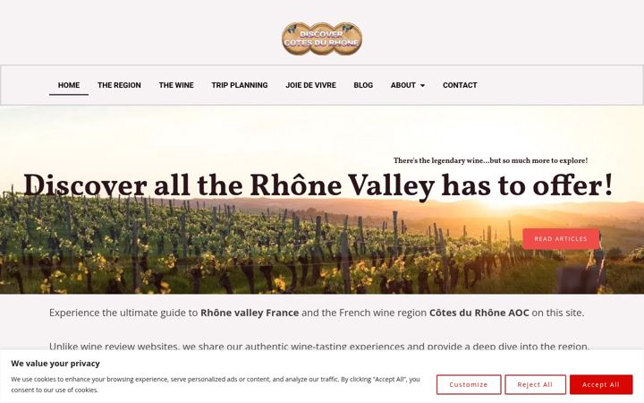 Screenshot of discovercotesdurhone.com