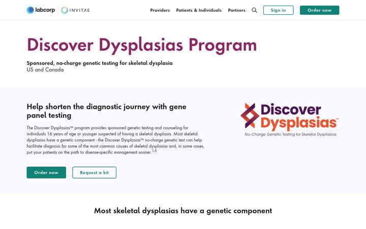 Screenshot of discoverdysplasias.com