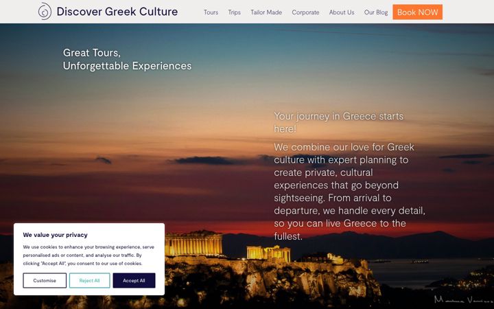 Screenshot of discovergreekculture.com