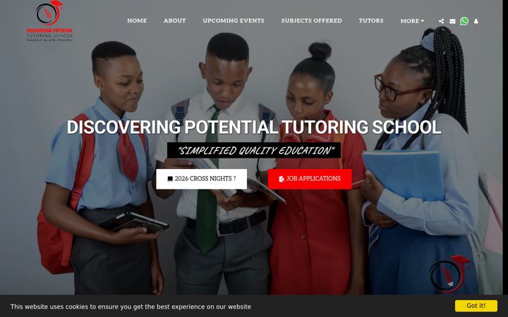 Екранна снимка на discoveringpotentialtutoringschool.co.za