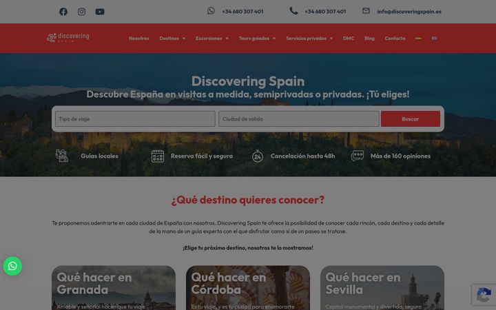 Skjámynd af discoveringspain.net