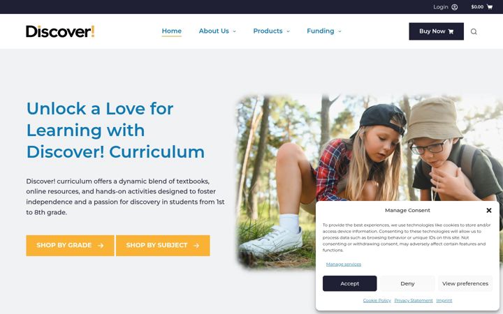 Screenshot of discoverk8learning.com