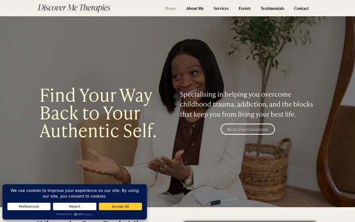 Zrzut ekranu discovermetherapy.co.uk