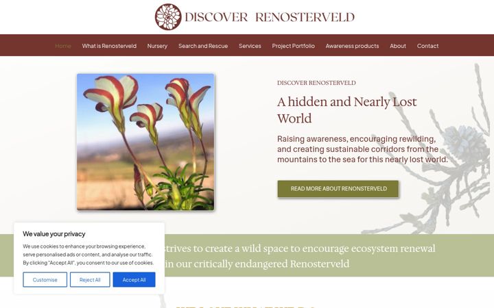 Екранна снимка на discoverrenosterveld.co.za