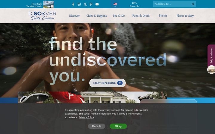 Screenshot of discoversouthcarolina.com