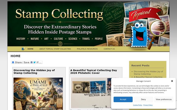 Screenshot of discovertopicalstampcollecting.com