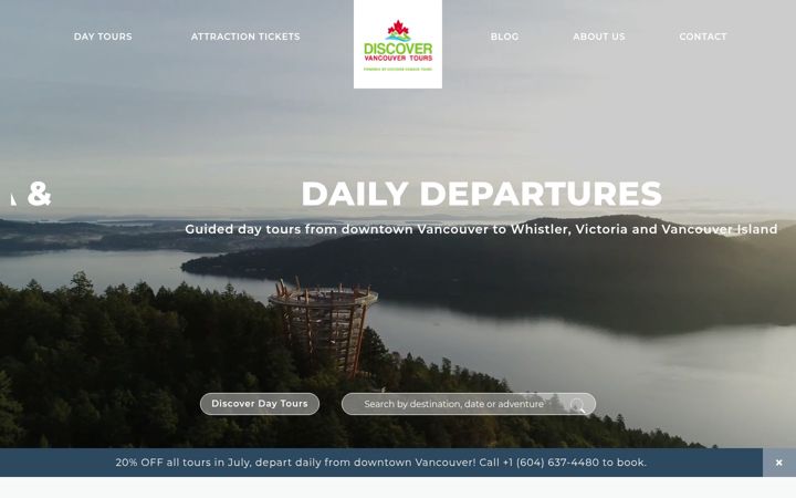 Screenshot of discovervancouvertours.com