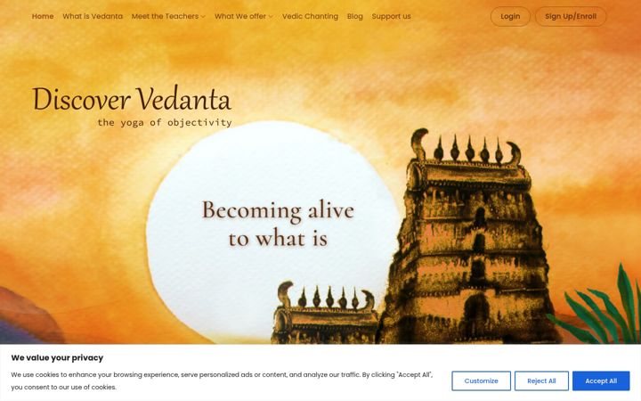 Screenshot of discovervedanta.com