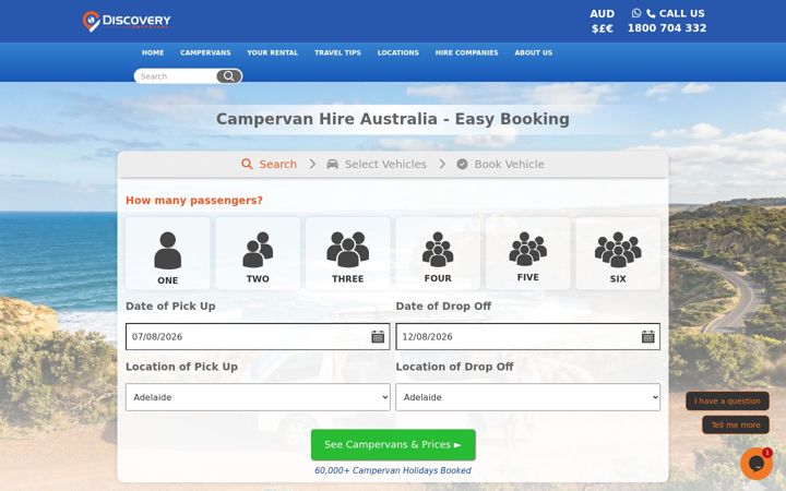 Posnetek zaslona discovery-campervans.com.au