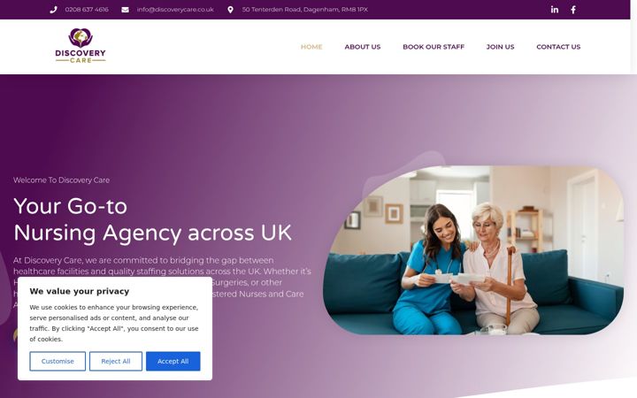 Skärmbild av discoverycare.co.uk