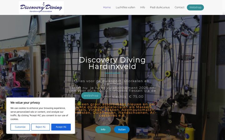 Screenshot von discoverydiving.nl