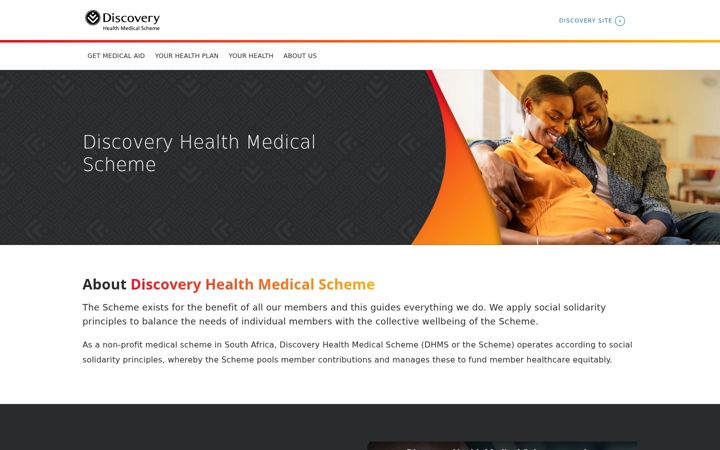 Skärmbild av discoveryhealthmedicalscheme.co.za