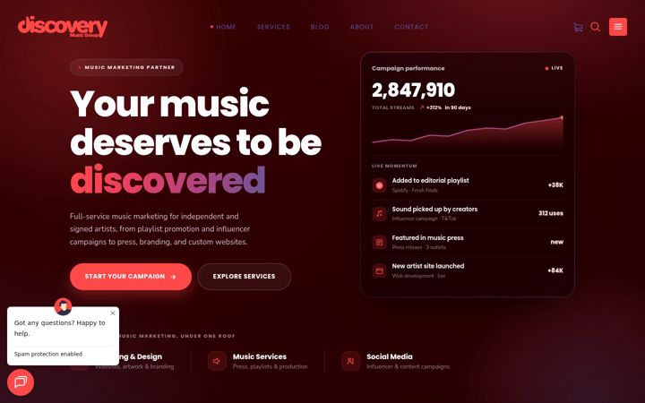 Screenshot of discoverymusicgroup.com