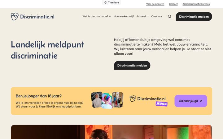 Screenshot von discriminatie.nl
