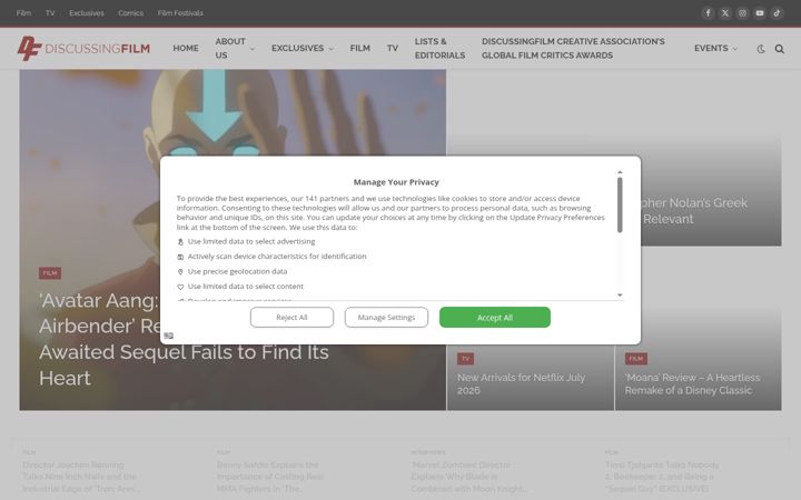 Screenshot of discussingfilm.net