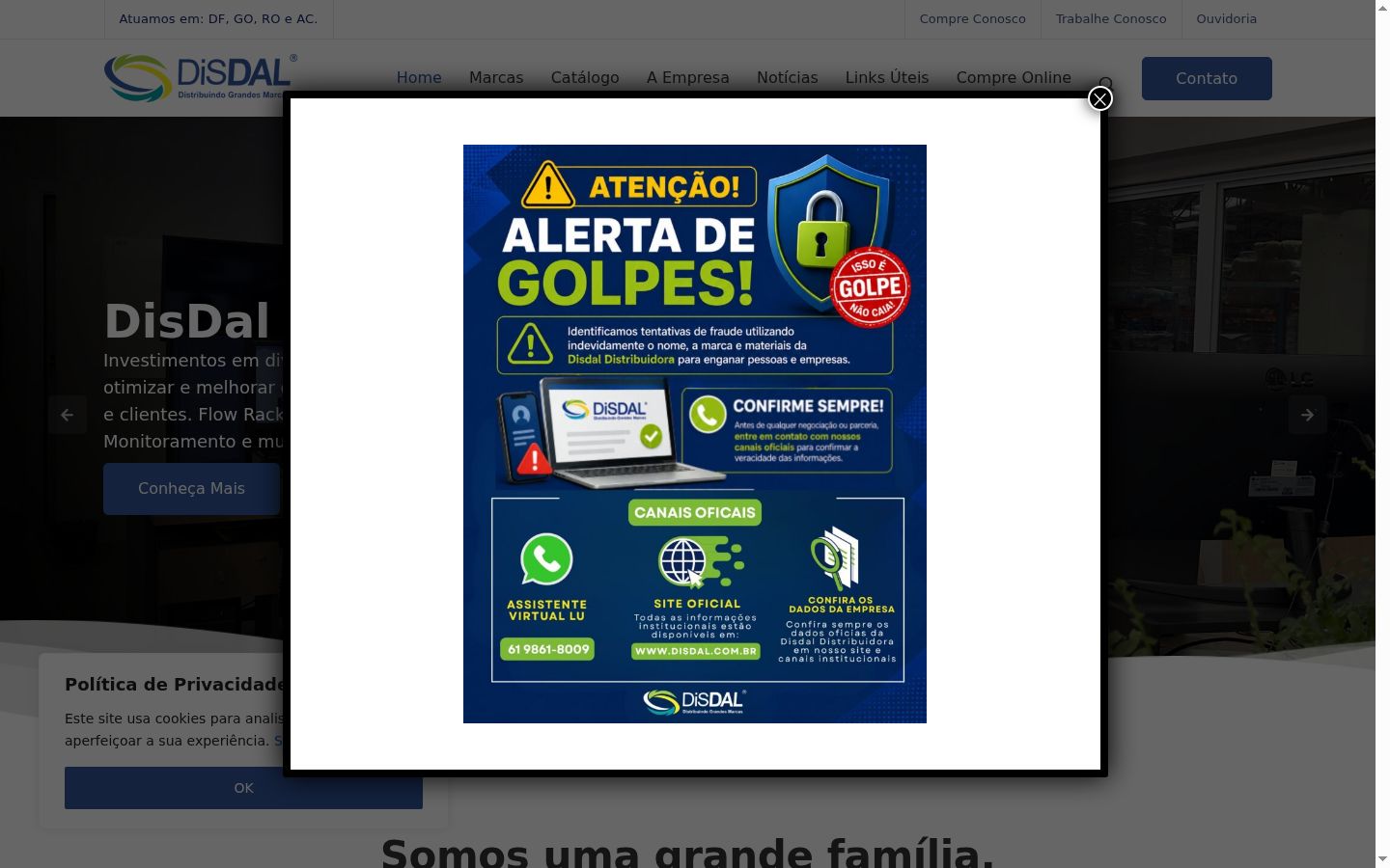 Capture d'écran de la bannière de consentement affichée avant toute interaction