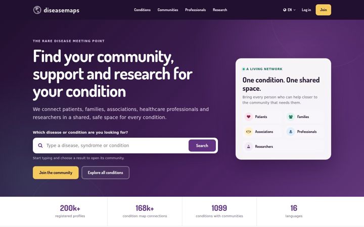 Screenshot of diseasemaps.org
