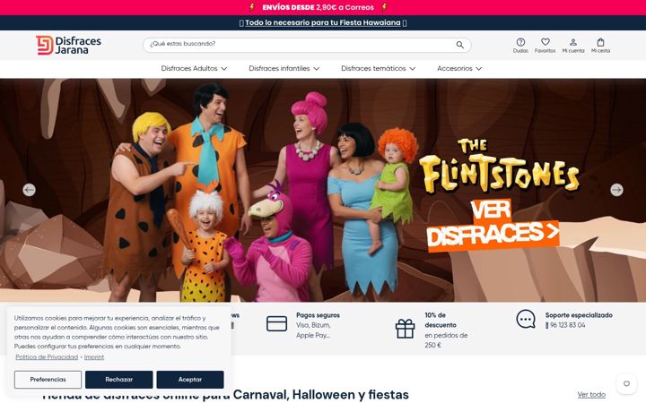 Screenshot of disfracesjarana.com