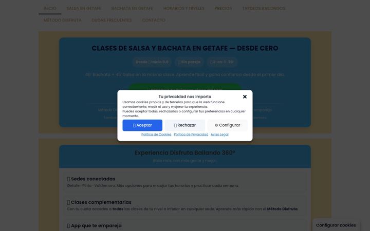 Ekrānuzņēmums no disfrutabailandogetafe.es