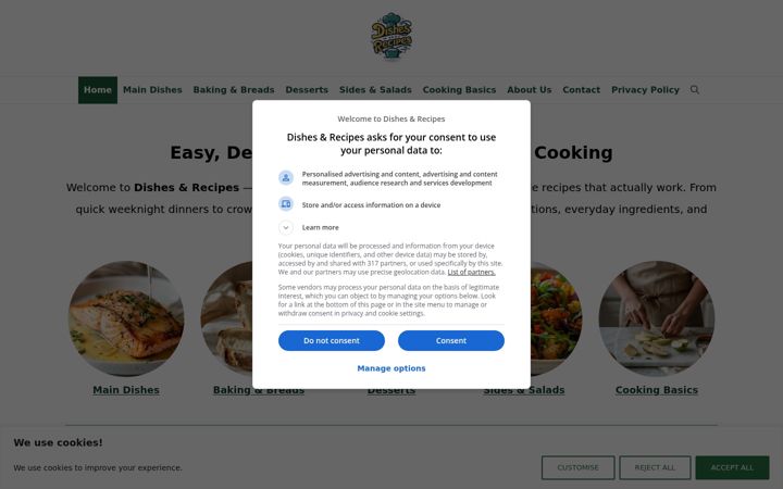 Screenshot of dishesandrecipes.com