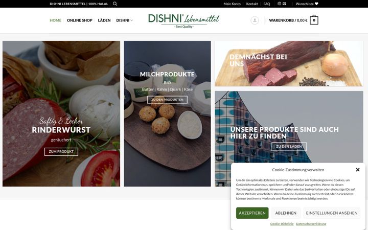 Screenshot of dishni-lebensmittel.de