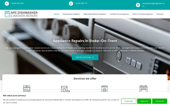 Екранна снимка на dishwasherrepairsinstoke.co.uk